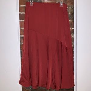 American Eagle High Waisted Slip Midi Skirt - Rust